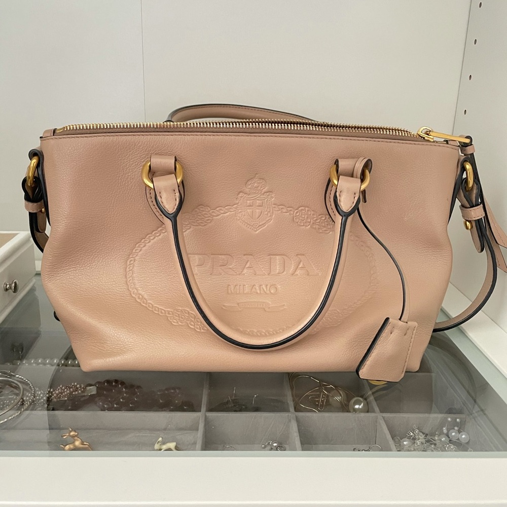 Prada Embossed Logo Tote